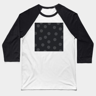 Irregular Mandala Pattern in Dark Gray and Light Gray Baseball T-Shirt